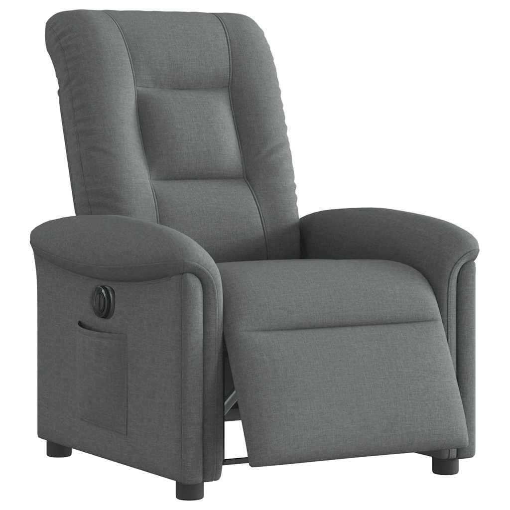 vidaXL Fotoliu rabatabil electric, gri închis, material textil