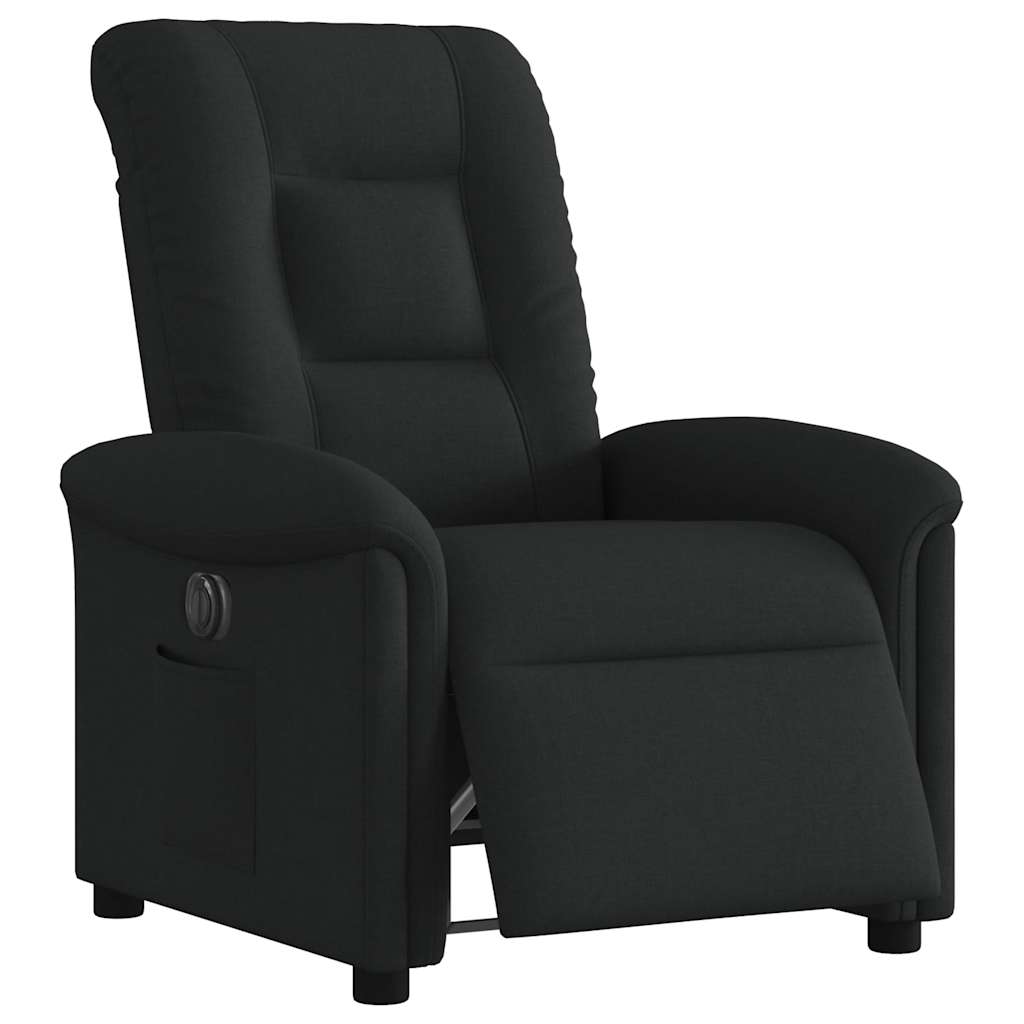 vidaXL Fotoliu rabatabil electric, negru, material textil