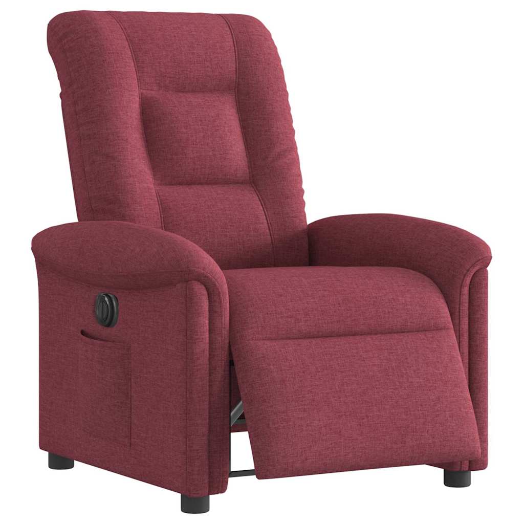 vidaXL Fotoliu rabatabil electric, roșu vin, material textil
