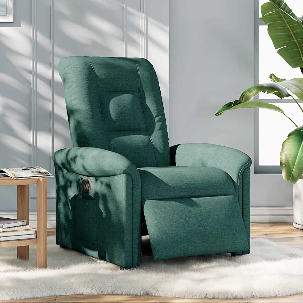 vidaXL Fotoliu rabatabil electric, verde închis, material textil vidaXL Fotoliu rabatabil electric, verde închis, material textil