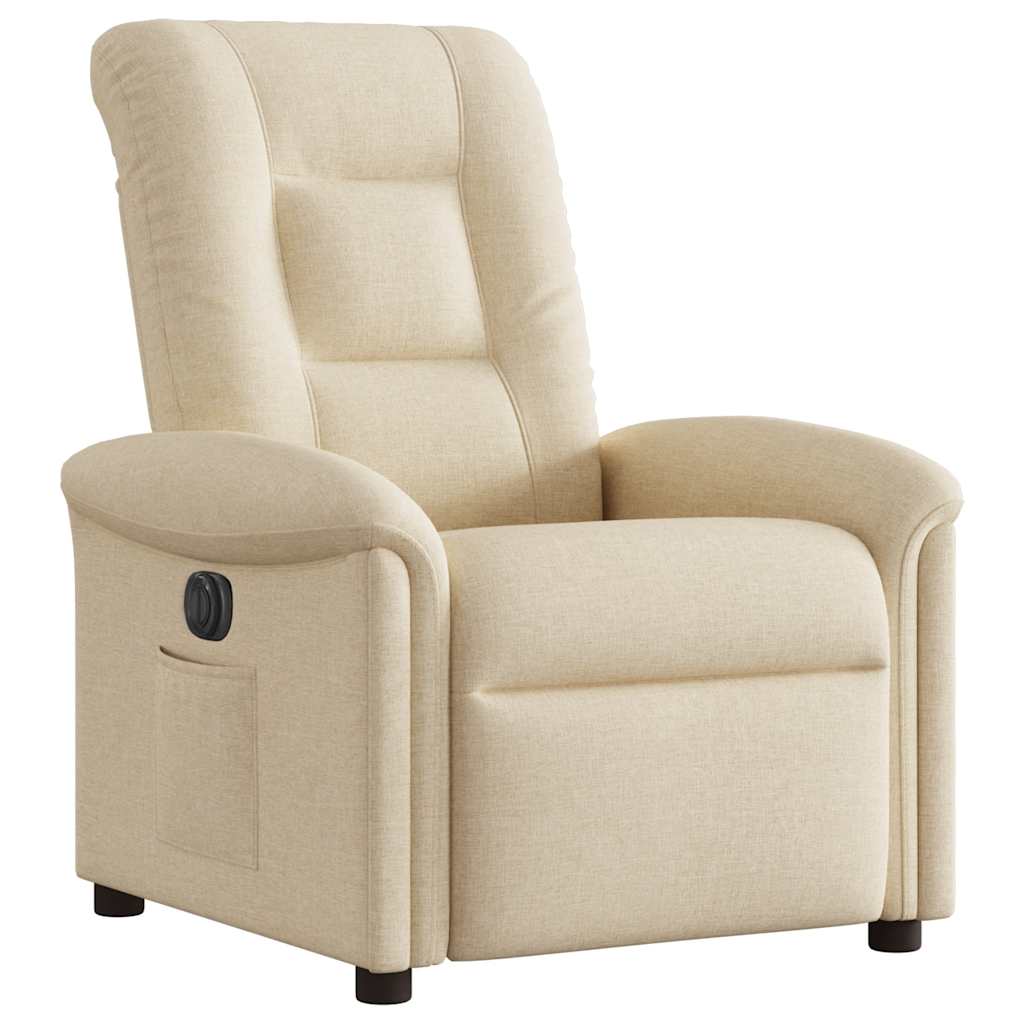 vidaXL Fotoliu rabatabil electric, crem, material textil
