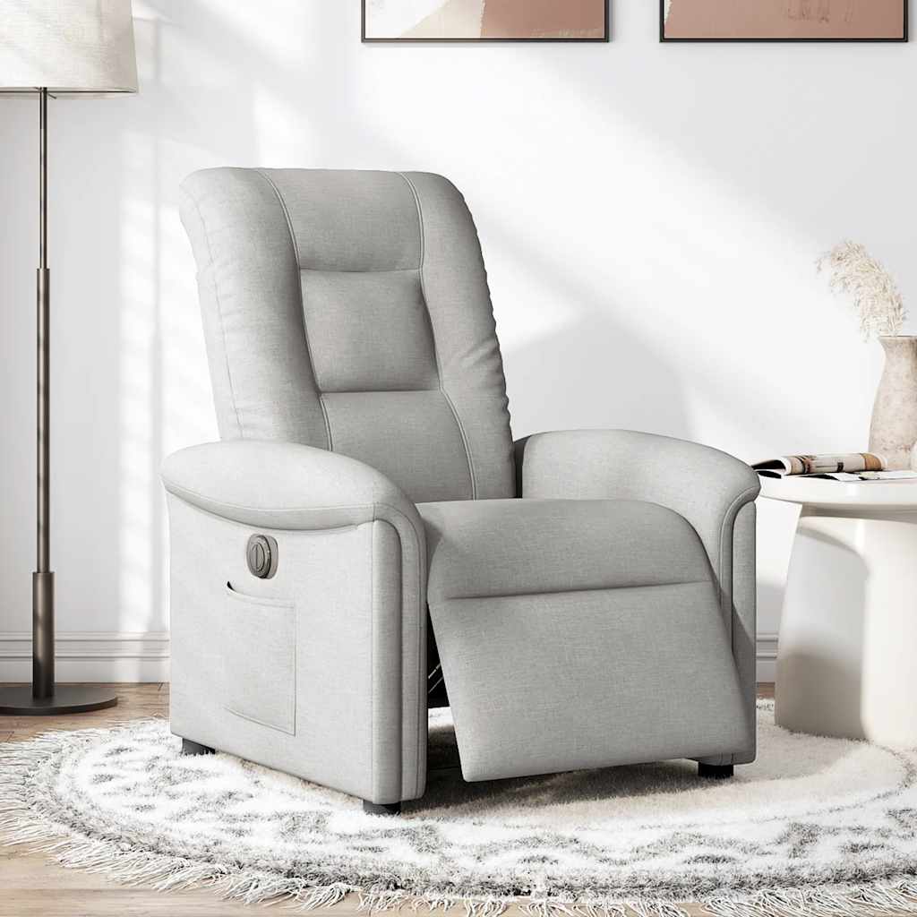 vidaXL Scaun reclinabil electric Cloud Grey Fabric
