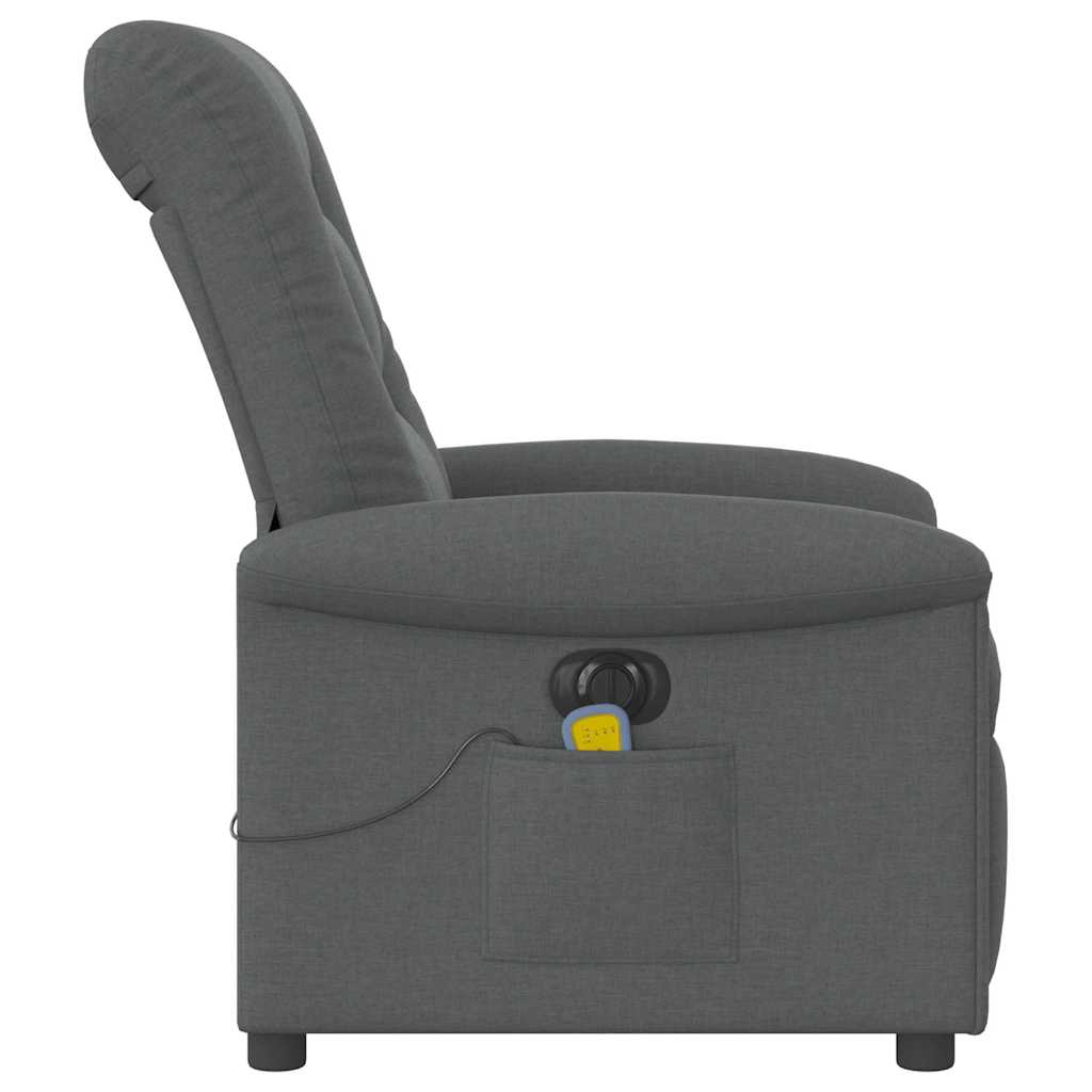 vidaXL Fotoliu electric de masaj rabatabil, gri închis, textil