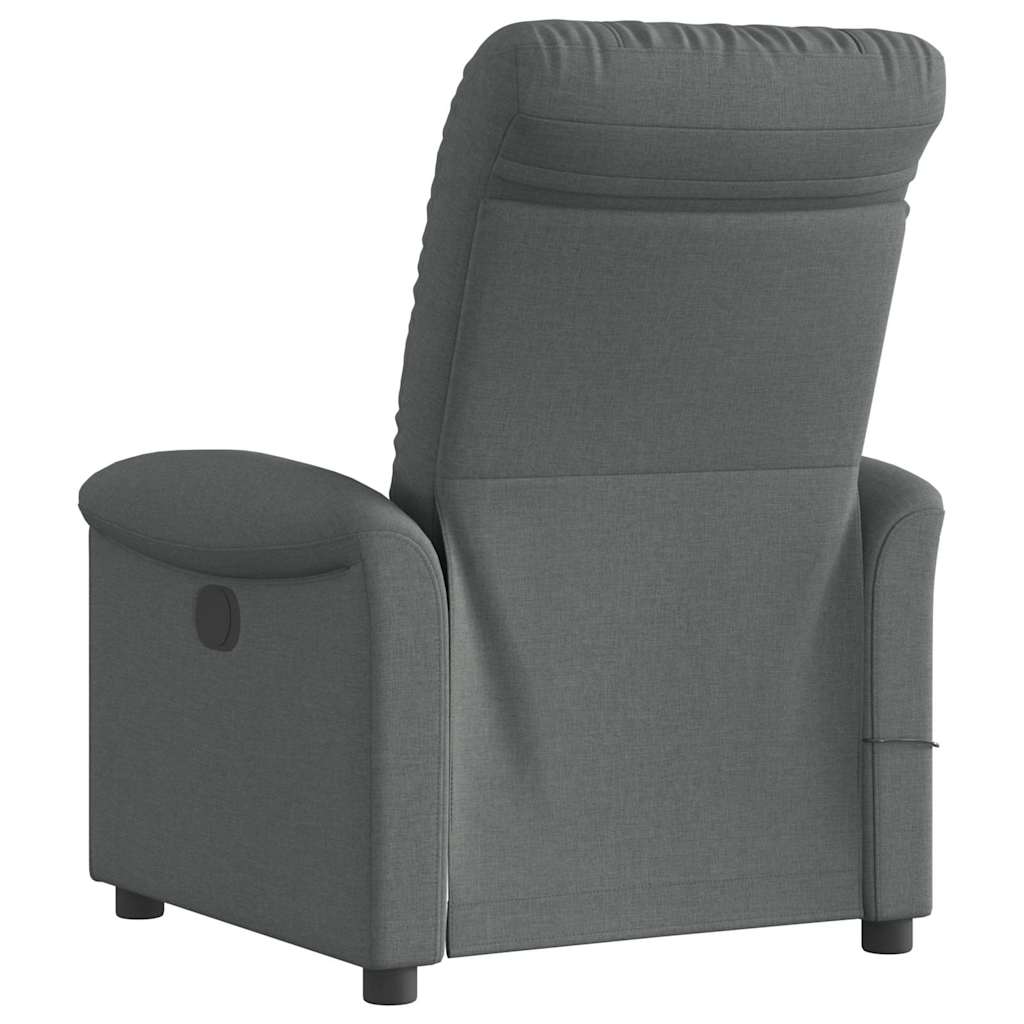 vidaXL Fotoliu electric de masaj rabatabil, gri închis, textil