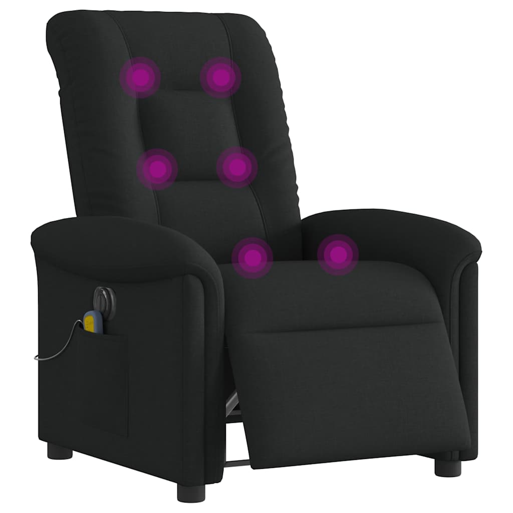 vidaXL Fotoliu electric de masaj rabatabil, negru, textil vidaXL Fotoliu electric de masaj rabatabil, negru, textil
