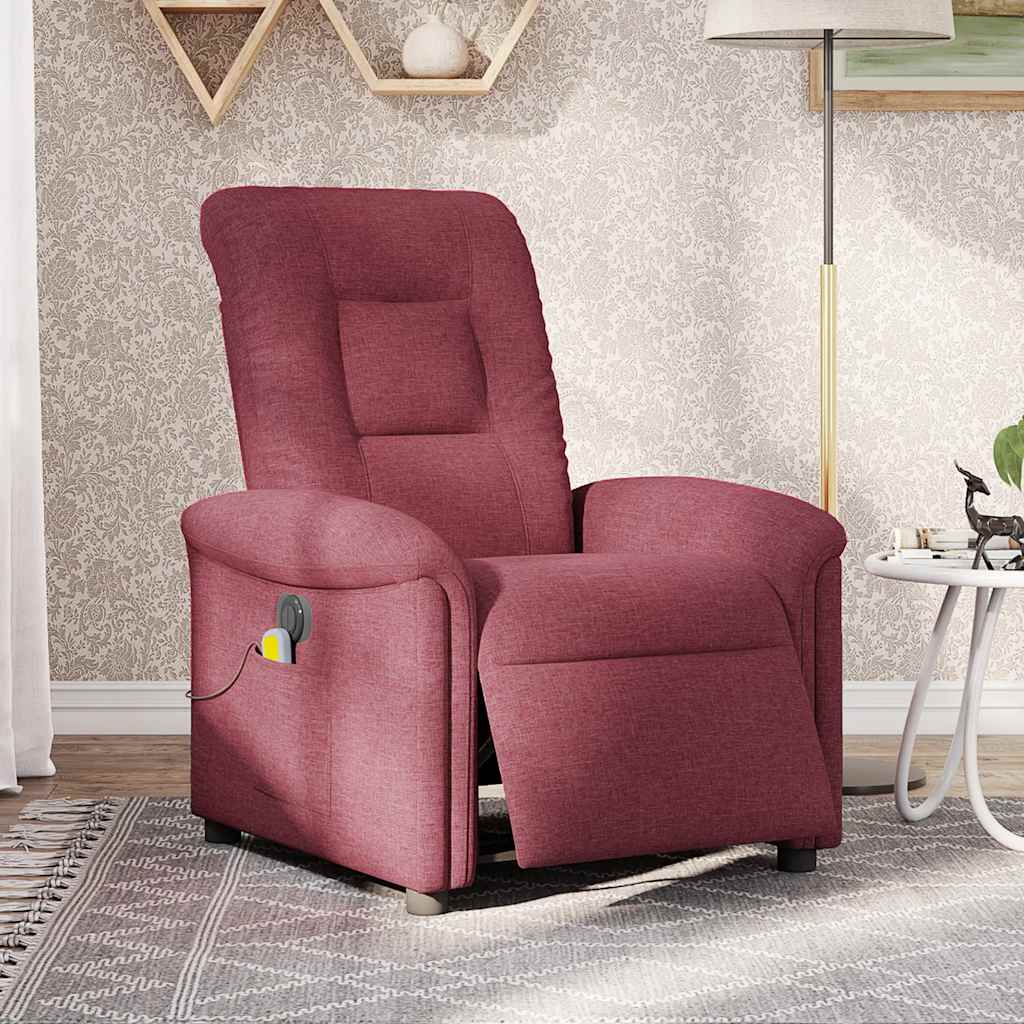 vidaXL Fotoliu electric de masaj rabatabil, roșu vin, textil vidaXL Fotoliu electric de masaj rabatabil, roșu vin, textil