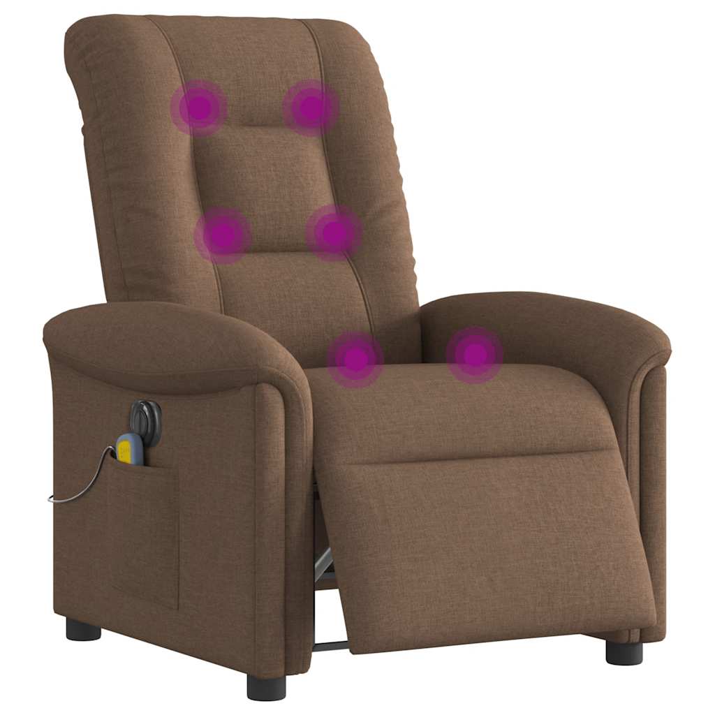 vidaXL Fotoliu electric de masaj rabatabil, maro, textil