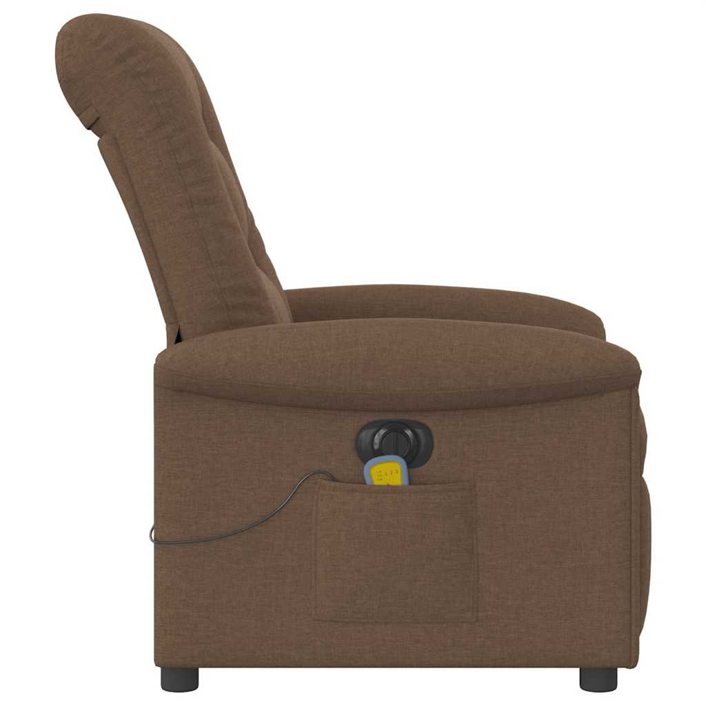 vidaXL Fotoliu electric de masaj rabatabil, maro, textil