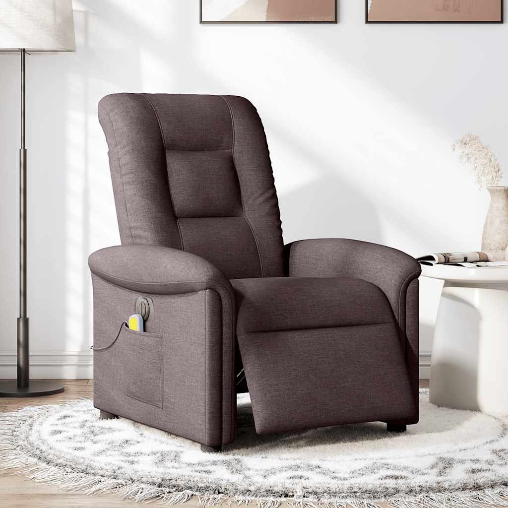 vidaXL Fotoliu electric de masaj rabatabil, maro închis, textil