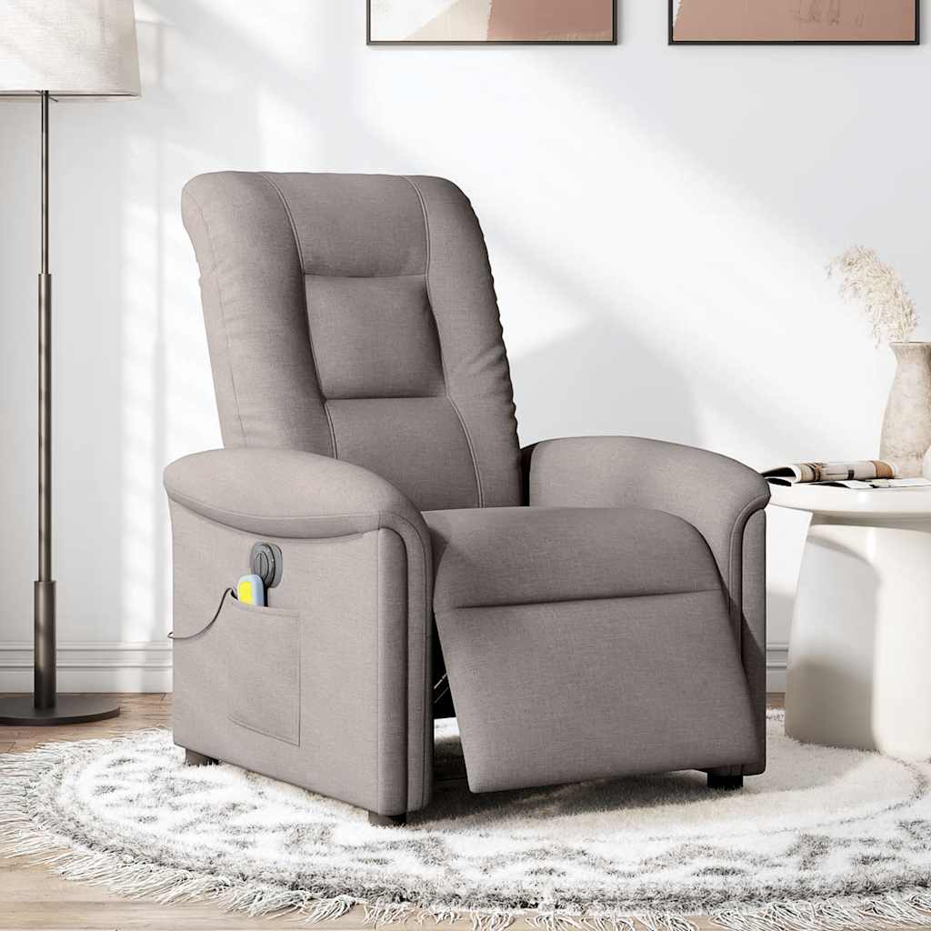 vidaXL Fotoliu electric de masaj rabatabil, gri taupe, textil