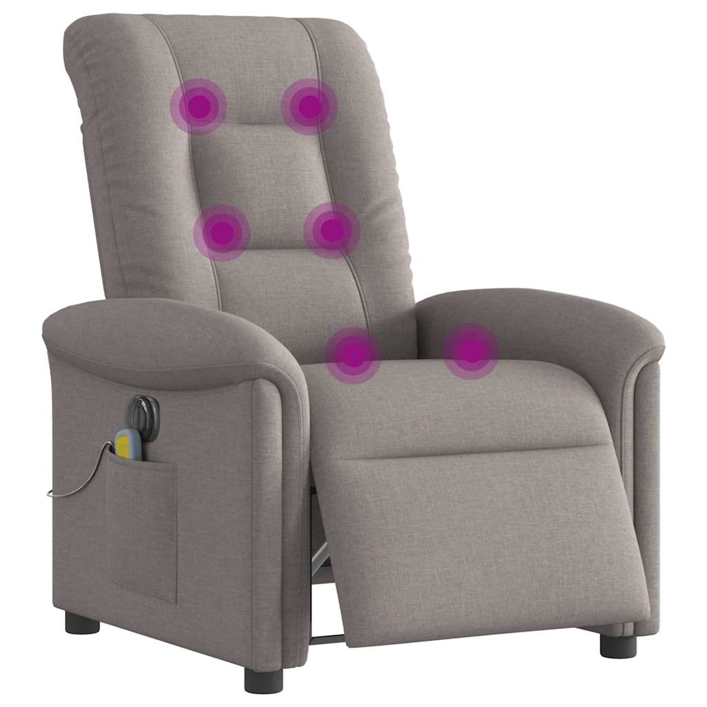 vidaXL Fotoliu electric de masaj rabatabil, gri taupe, textil
