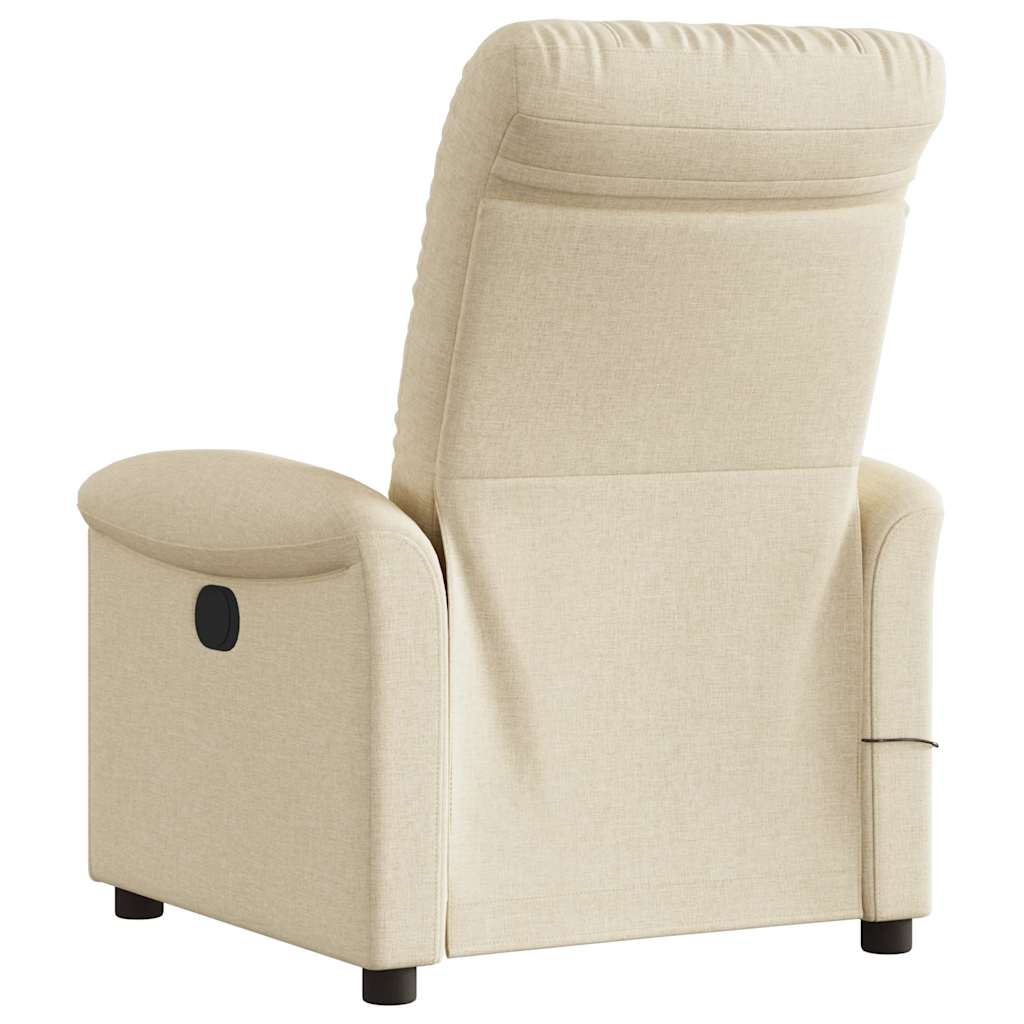 vidaXL Fotoliu electric de masaj rabatabil, crem, textil