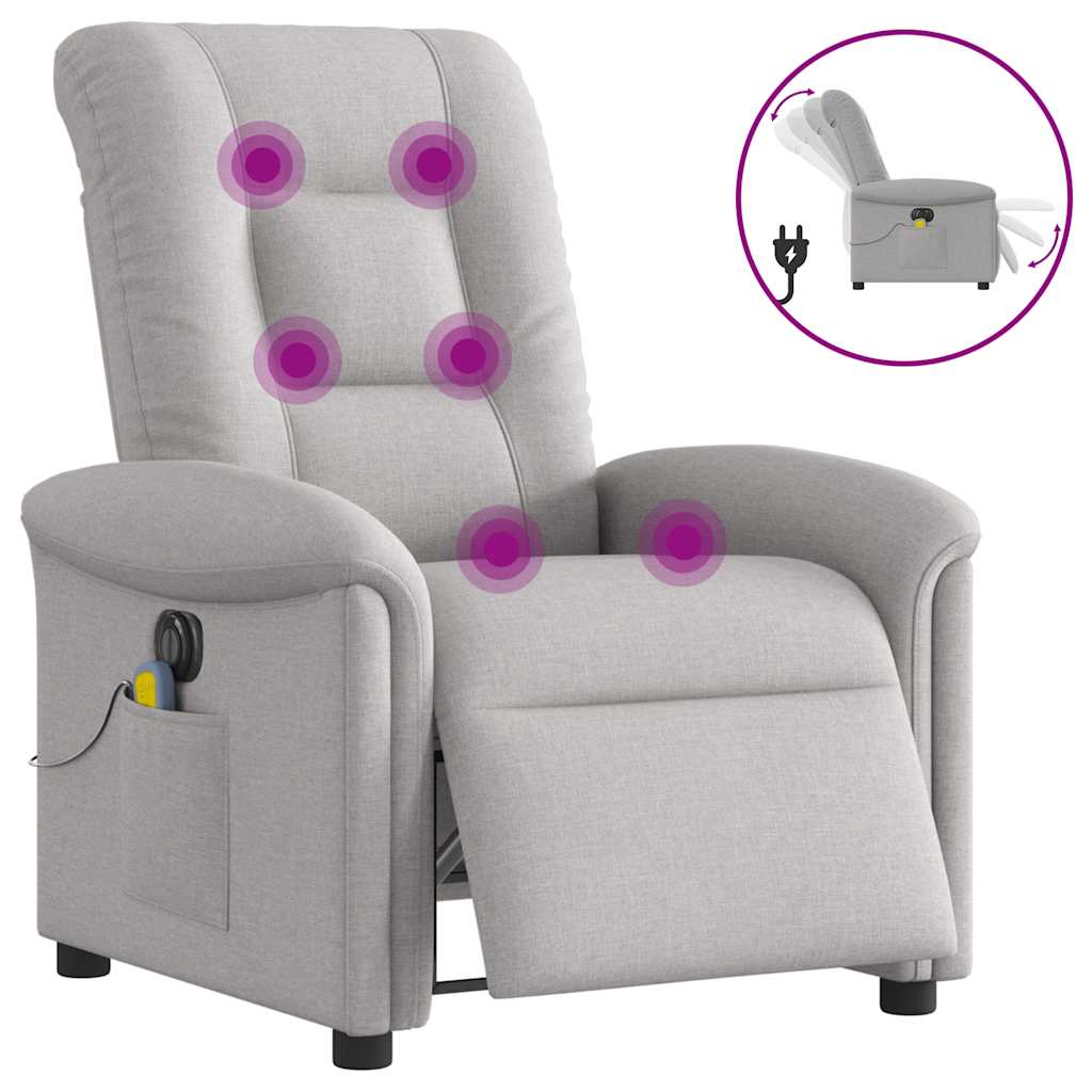 vidaXL Scaun reclinabil electric pentru masaj Cloud Grey Fabric vidaXL Scaun reclinabil electric pentru masaj Cloud Grey Fabric