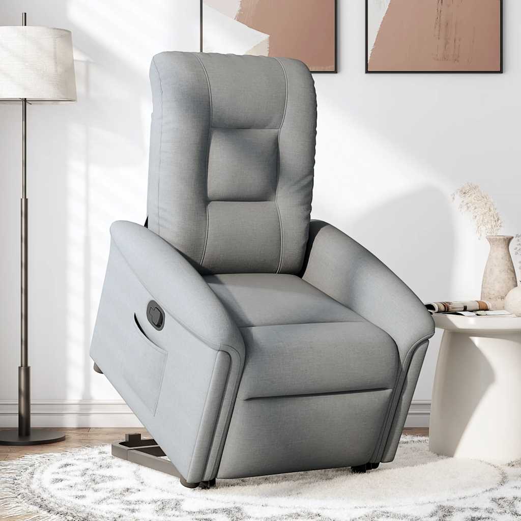 vidaXL Fotoliu rabatabil cu ridicare, gri deschis, material textil