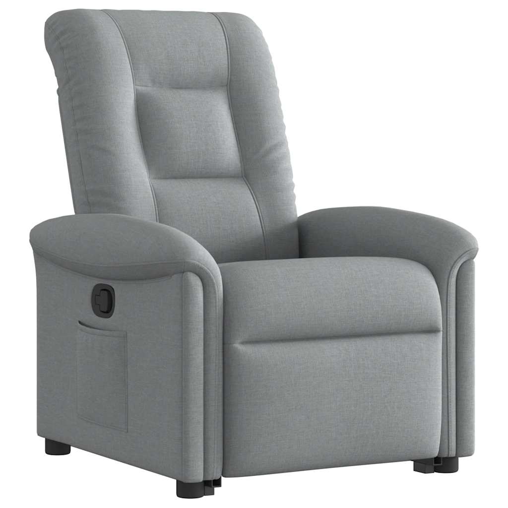 vidaXL Fotoliu rabatabil cu ridicare, gri deschis, material textil