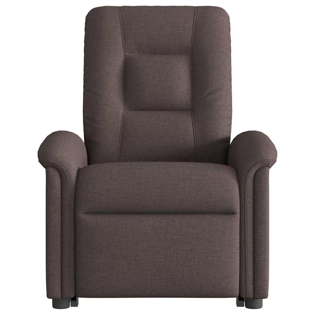 vidaXL Fotoliu rabatabil cu ridicare pe verticală, maro închis, textil