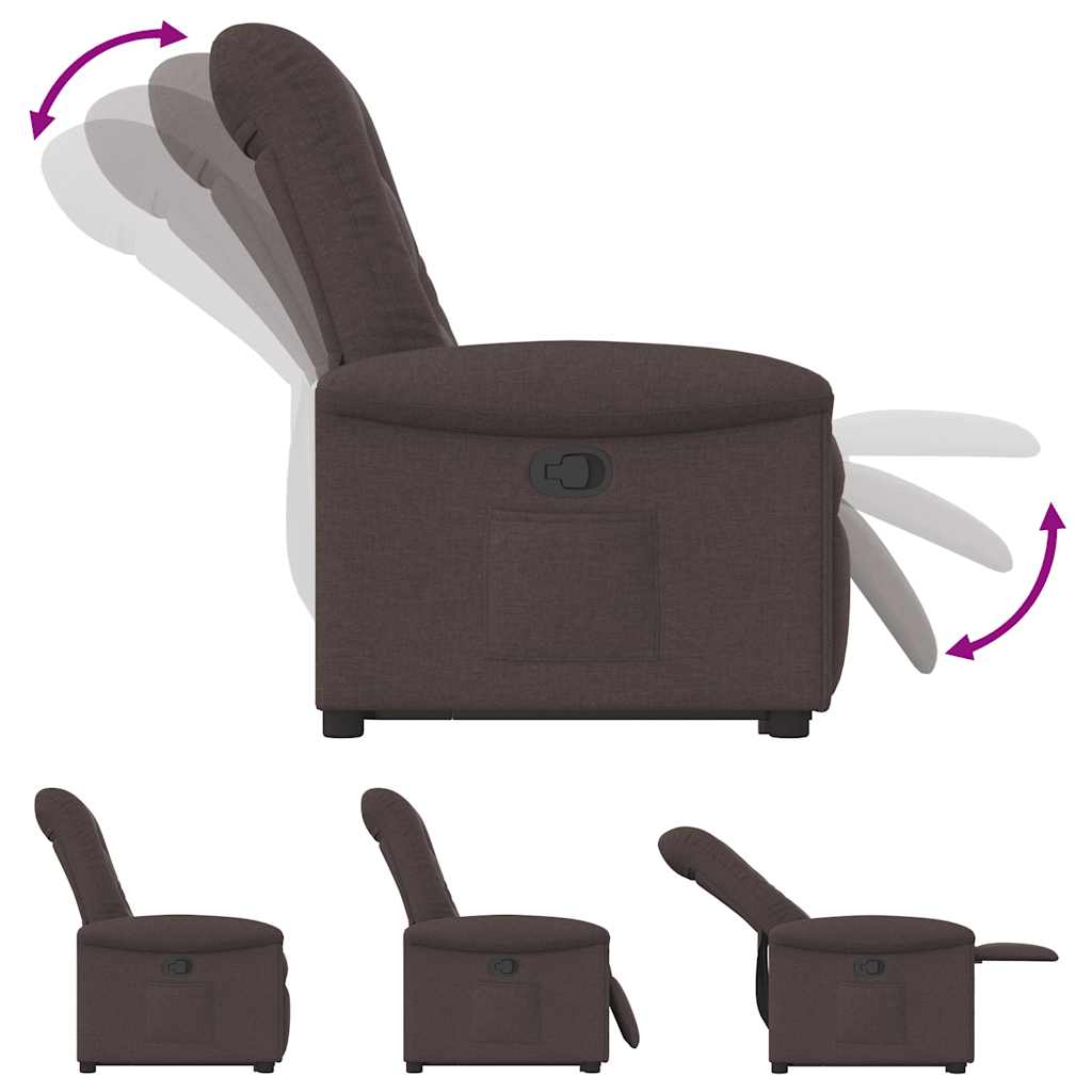 vidaXL Fotoliu rabatabil cu ridicare pe verticală, maro închis, textil