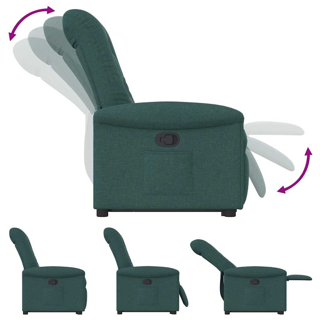 vidaXL Fotoliu rabatabil ridicare pe verticală, verde închis, textil vidaXL Fotoliu rabatabil ridicare pe verticală, verde închis, textil
