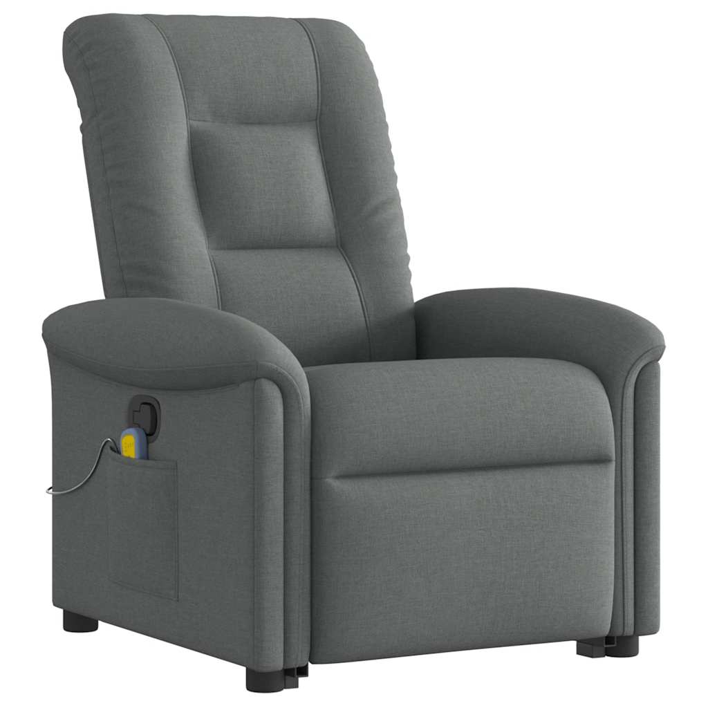 vidaXL Fotoliu de masaj rabatabil cu ridicare, gri închis, textil vidaXL Fotoliu de masaj rabatabil cu ridicare, gri închis, textil