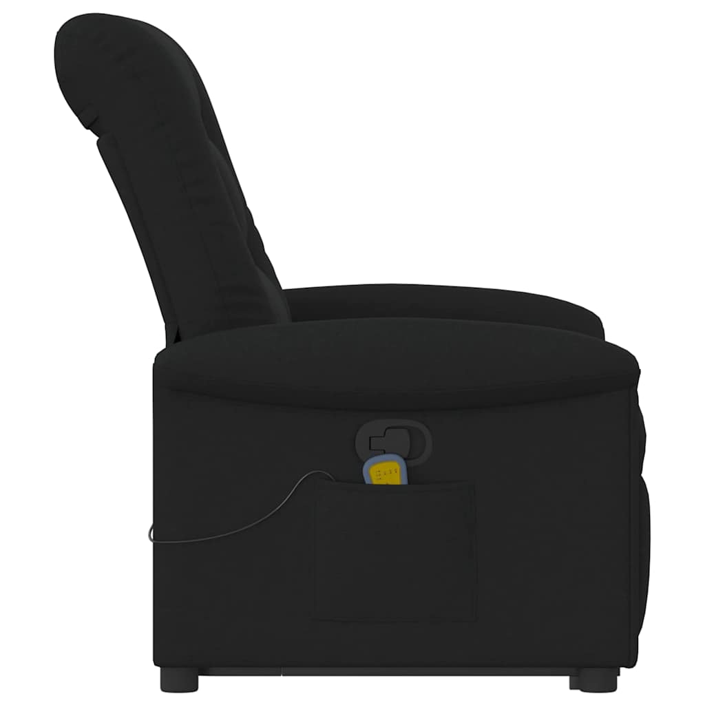vidaXL Fotoliu rabatabil de masaj, cu ridicare, negru, material textil