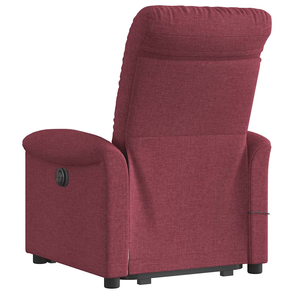 vidaXL Fotoliu rabatabil de masaj cu ridicare, roșu vin, textil