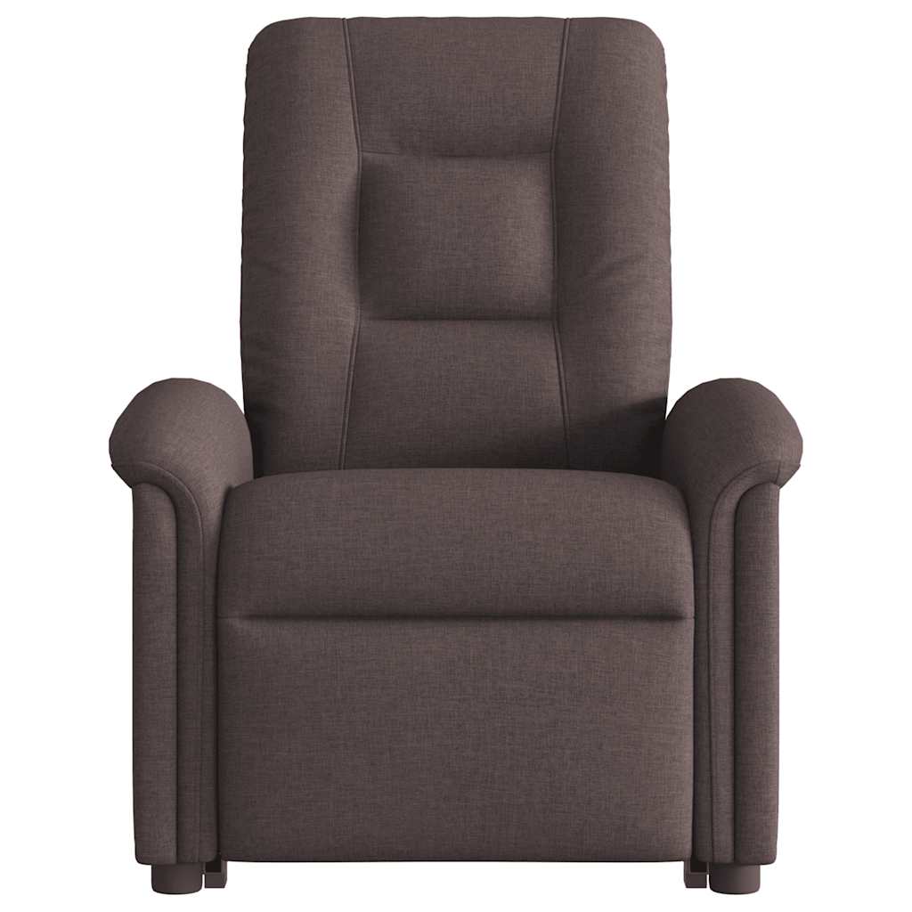 vidaXL Fotoliu rabatabil de masaj, cu ridicare, maro închis, textil