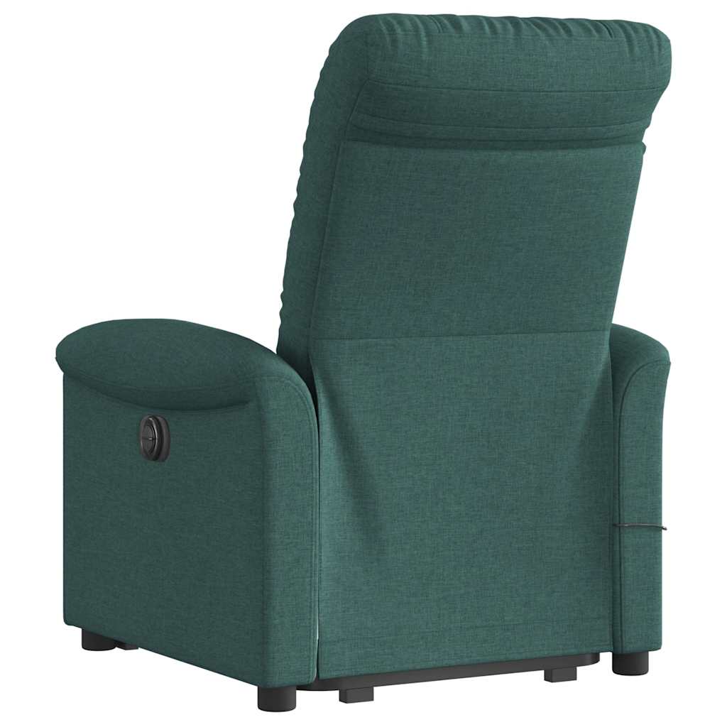 vidaXL Fotoliu rabatabil de masaj, cu ridicare, verde închis, textil