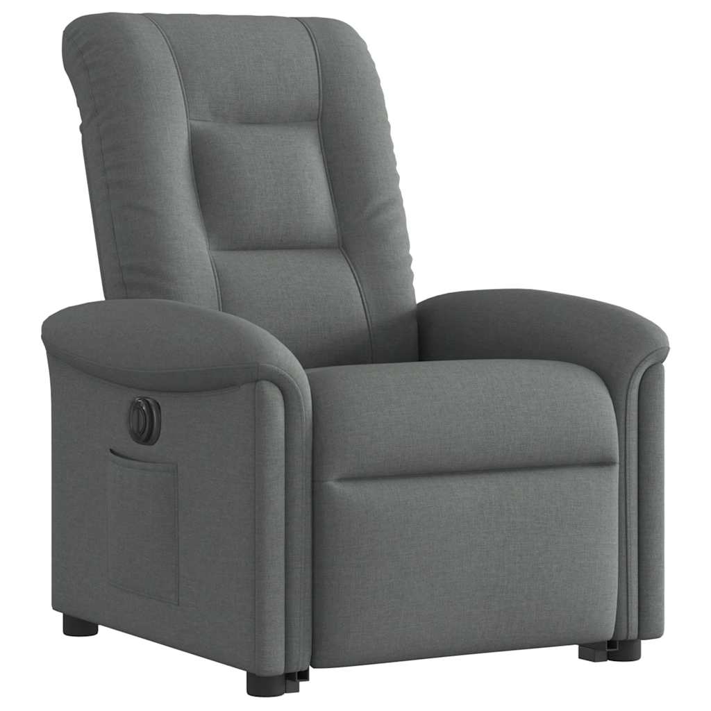 vidaXL Fotoliu electric rabatabil cu ridicare, gri închis, textil