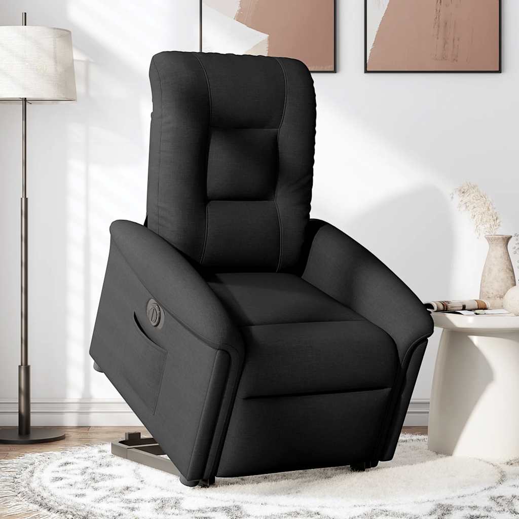 vidaXL Fotoliu electric rabatabil cu ridicare, negru, textil