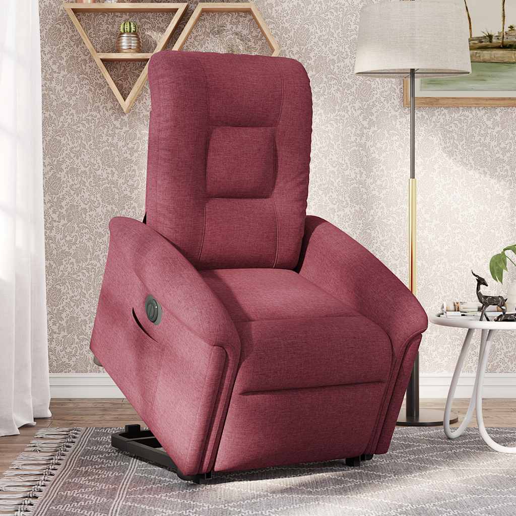 vidaXL Fotoliu electric rabatabil cu ridicare, roșu vin, textil