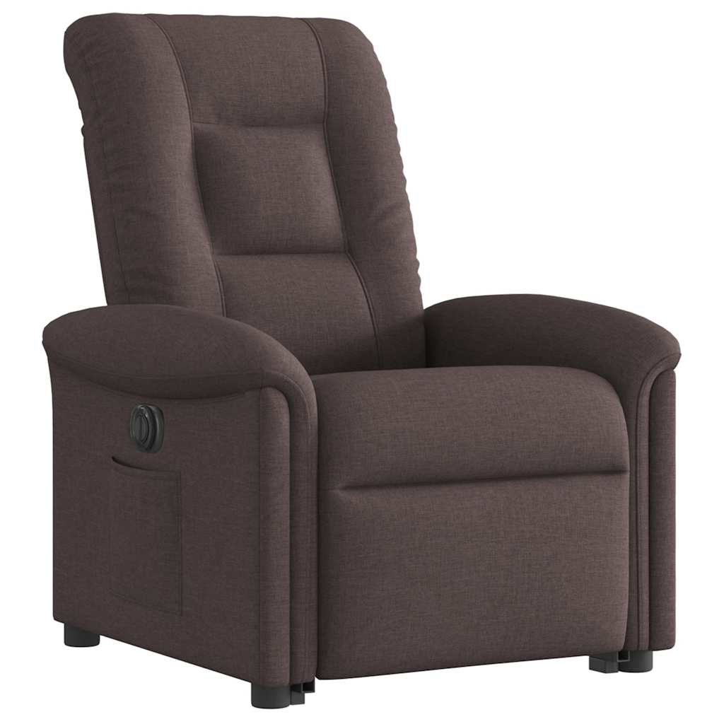 vidaXL Fotoliu electric rabatabil cu ridicare, maro închis, textil