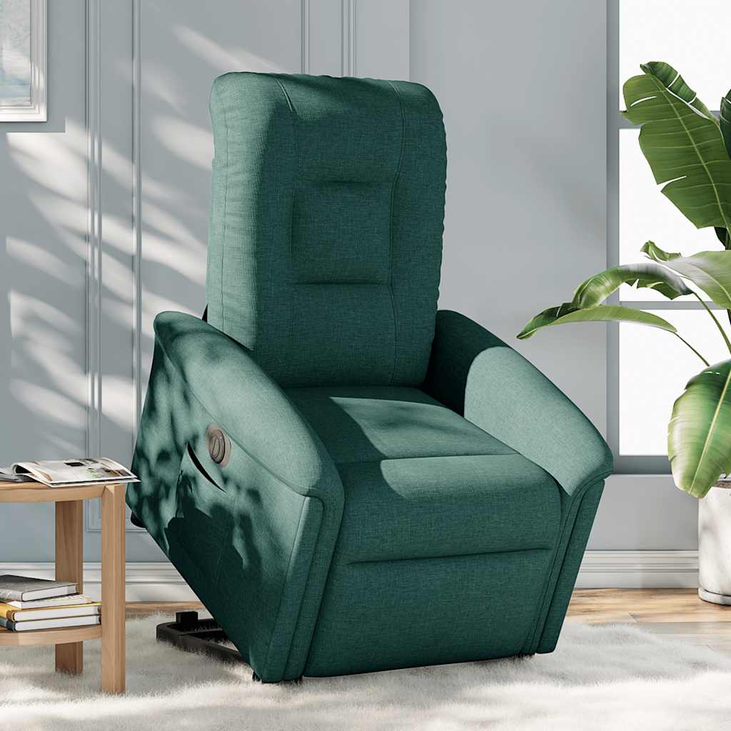 vidaXL Fotoliu electric rabatabil cu ridicare, verde închis, textil