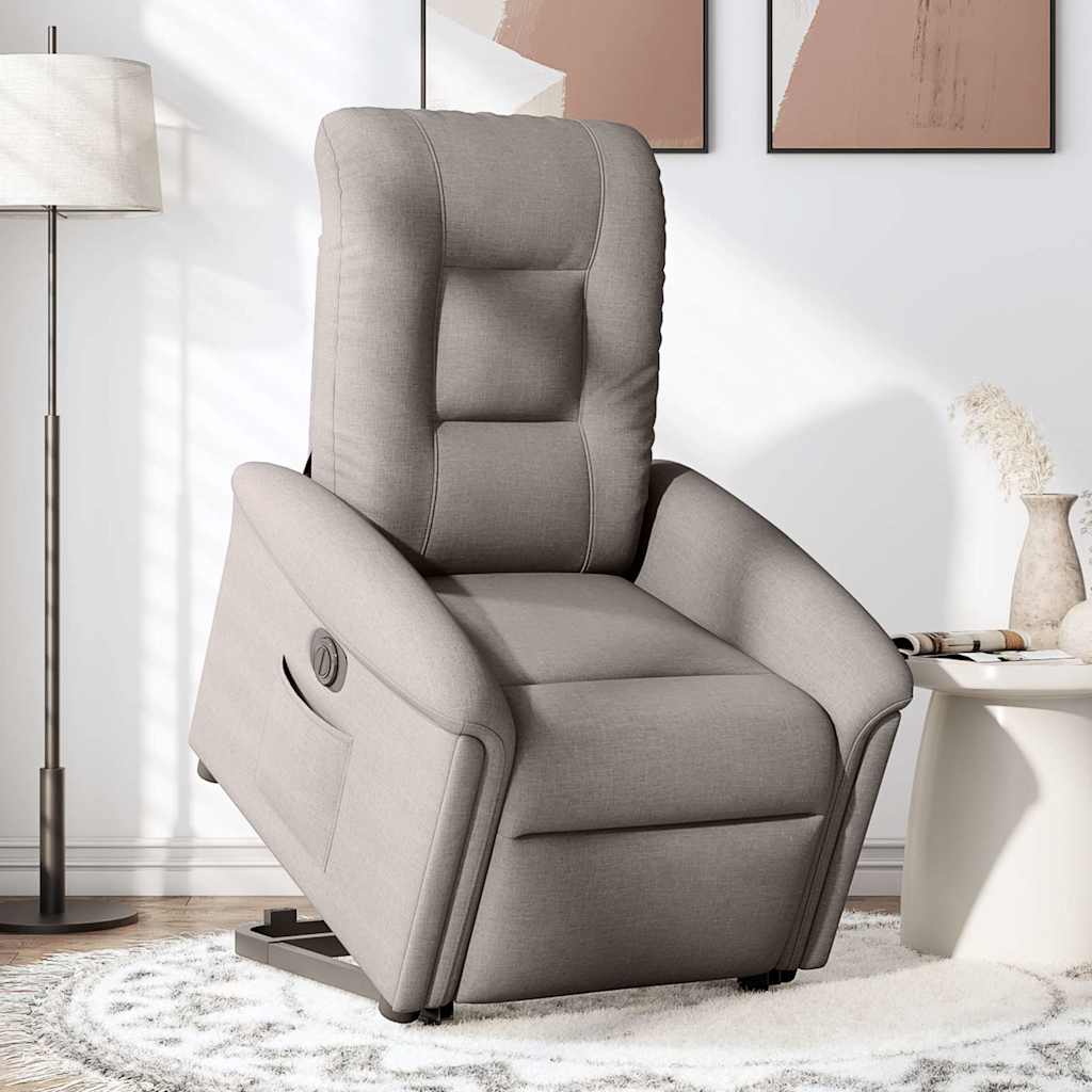 vidaXL Fotoliu electric rabatabil cu ridicare, gri taupe, textil
