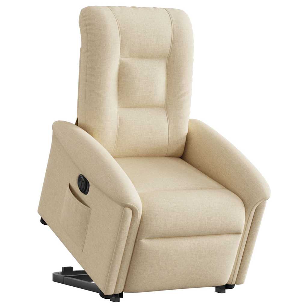 vidaXL Fotoliu electric rabatabil cu ridicare, crem, textil
