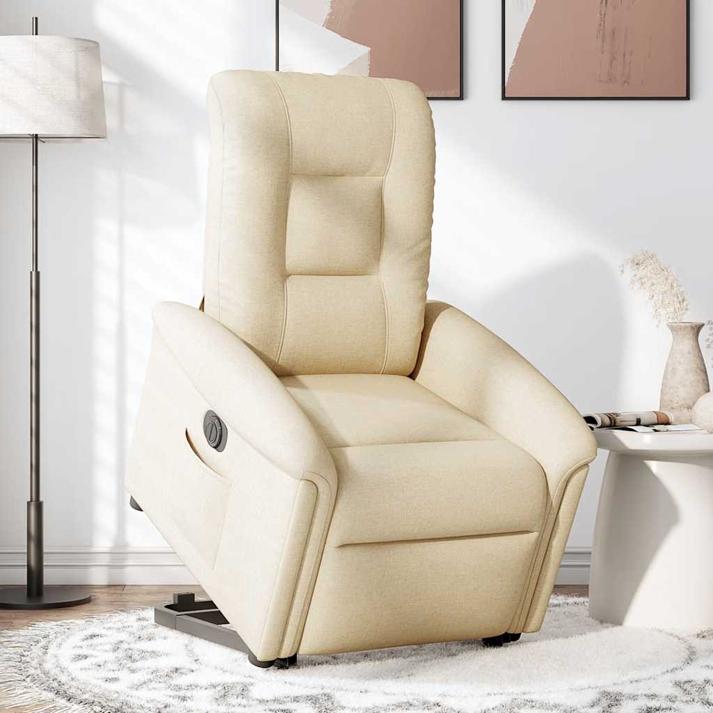 vidaXL Fotoliu electric rabatabil cu ridicare, crem, textil