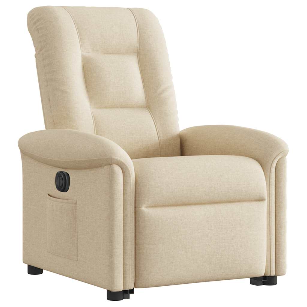 vidaXL Fotoliu electric rabatabil cu ridicare, crem, textil