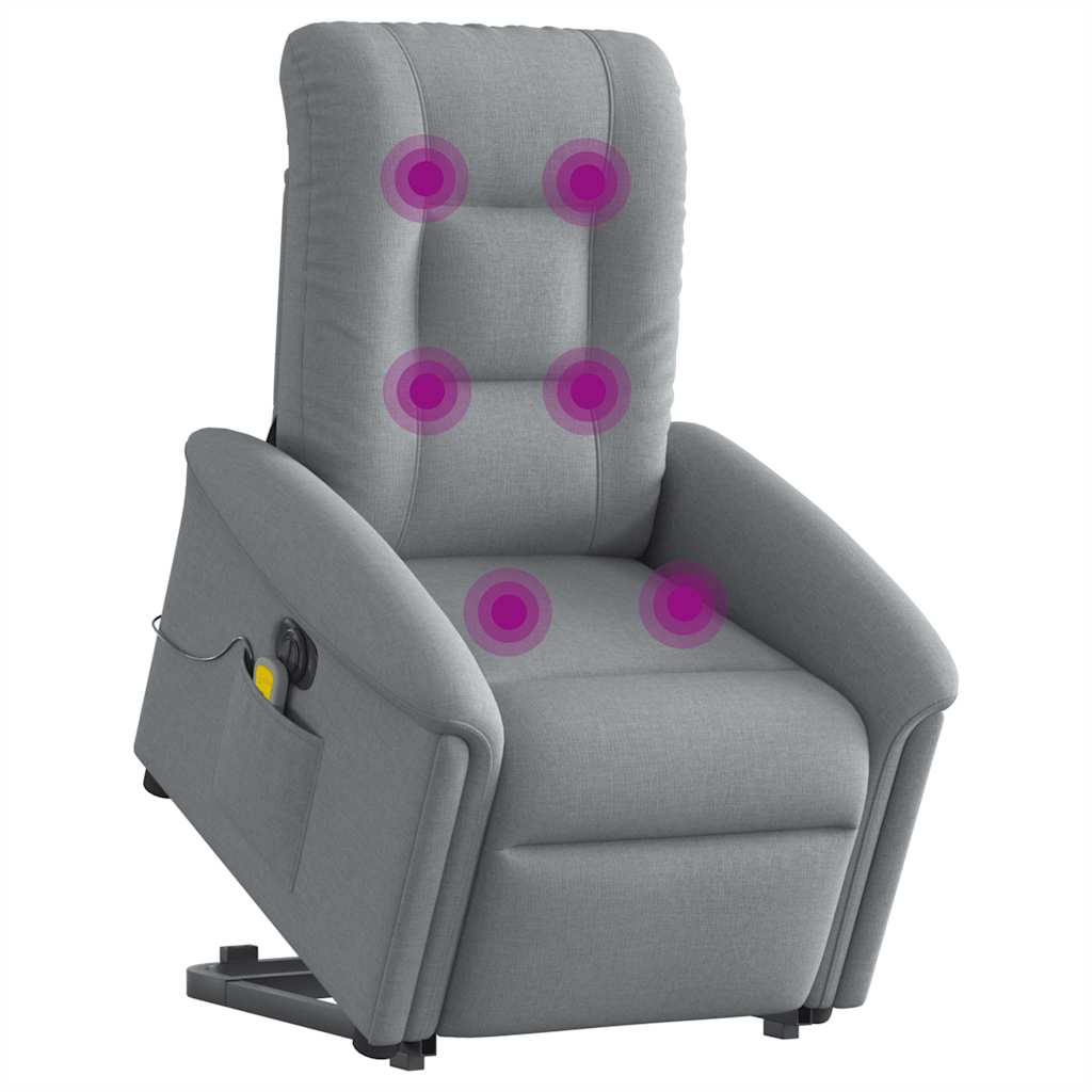 vidaXL Fotoliu electric masaj rabatabil cu ridicare, gri închis textil