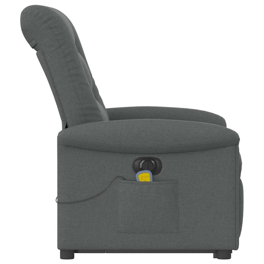 vidaXL Fotoliu electric masaj rabatabil cu ridicare, gri închis textil