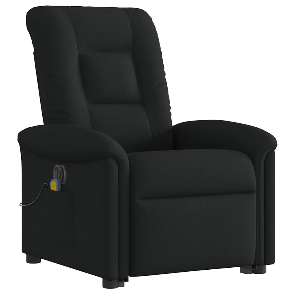 vidaXL Fotoliu electric de masaj rabatabil cu ridicare, negru, textil