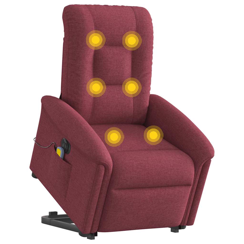 vidaXL Fotoliu de masaj electric rabatabil cu ridicare roșu vin textil