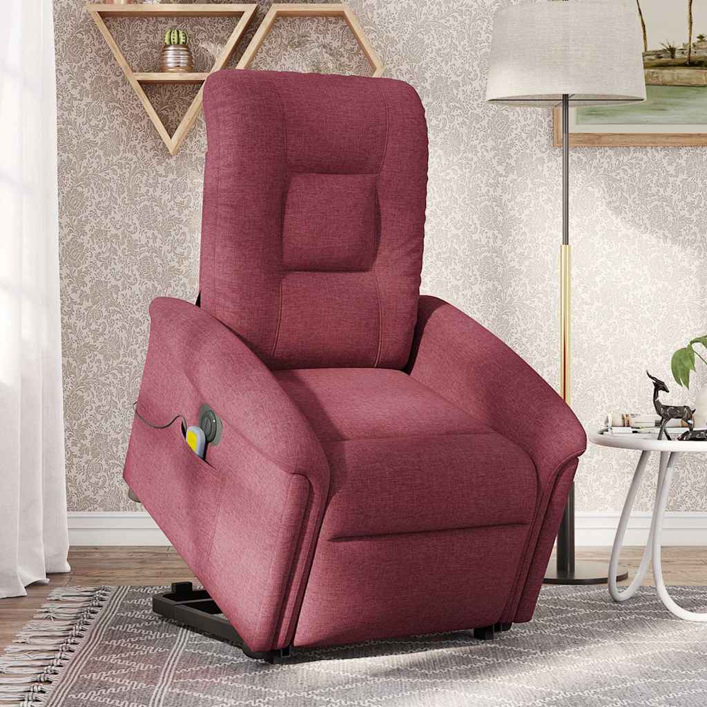 vidaXL Fotoliu de masaj electric rabatabil cu ridicare roșu vin textil