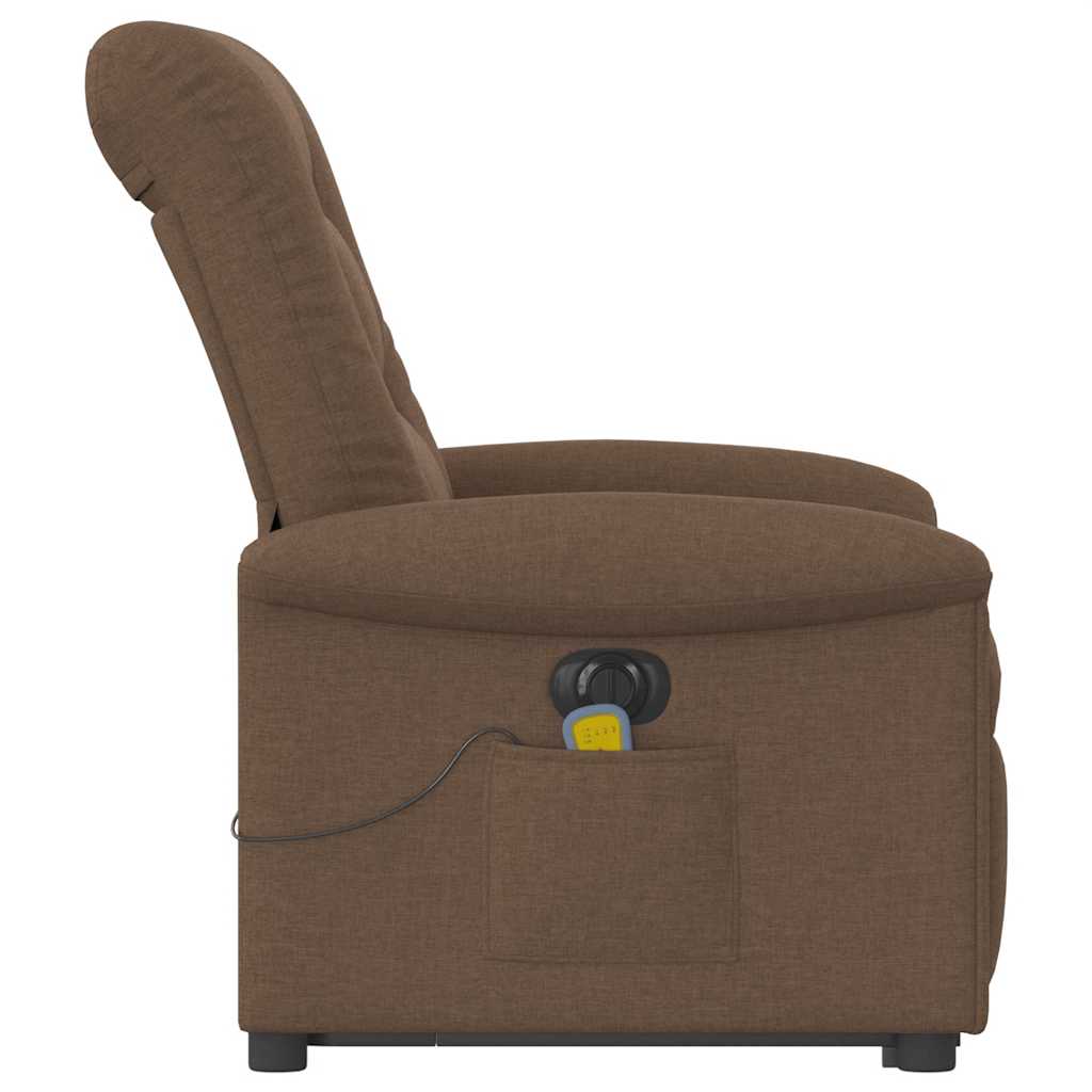 vidaXL Fotoliu electric de masaj rabatabil cu ridicare, maro, textil