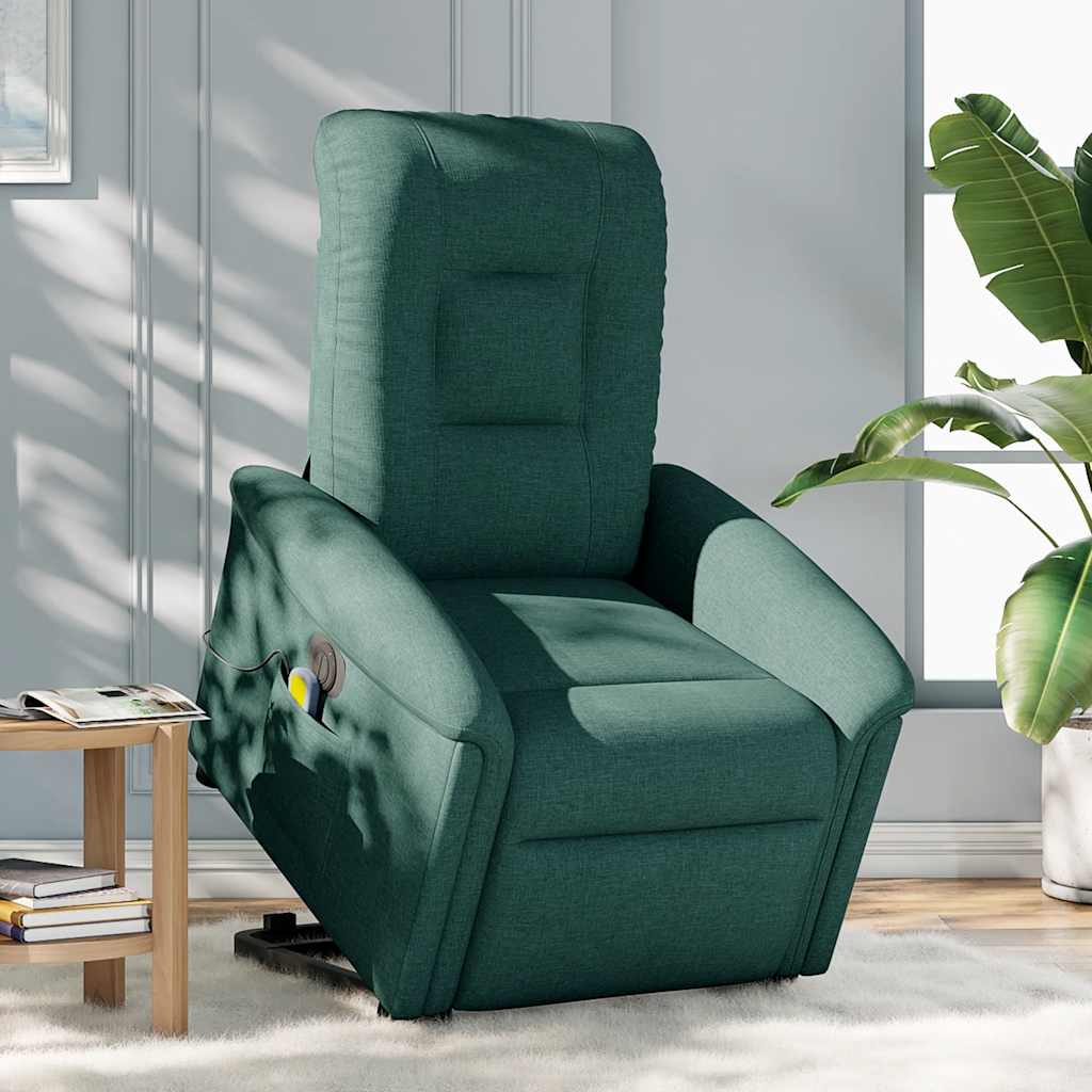 vidaXL Fotoliu electric masaj rabatabil / ridicare verde închis textil