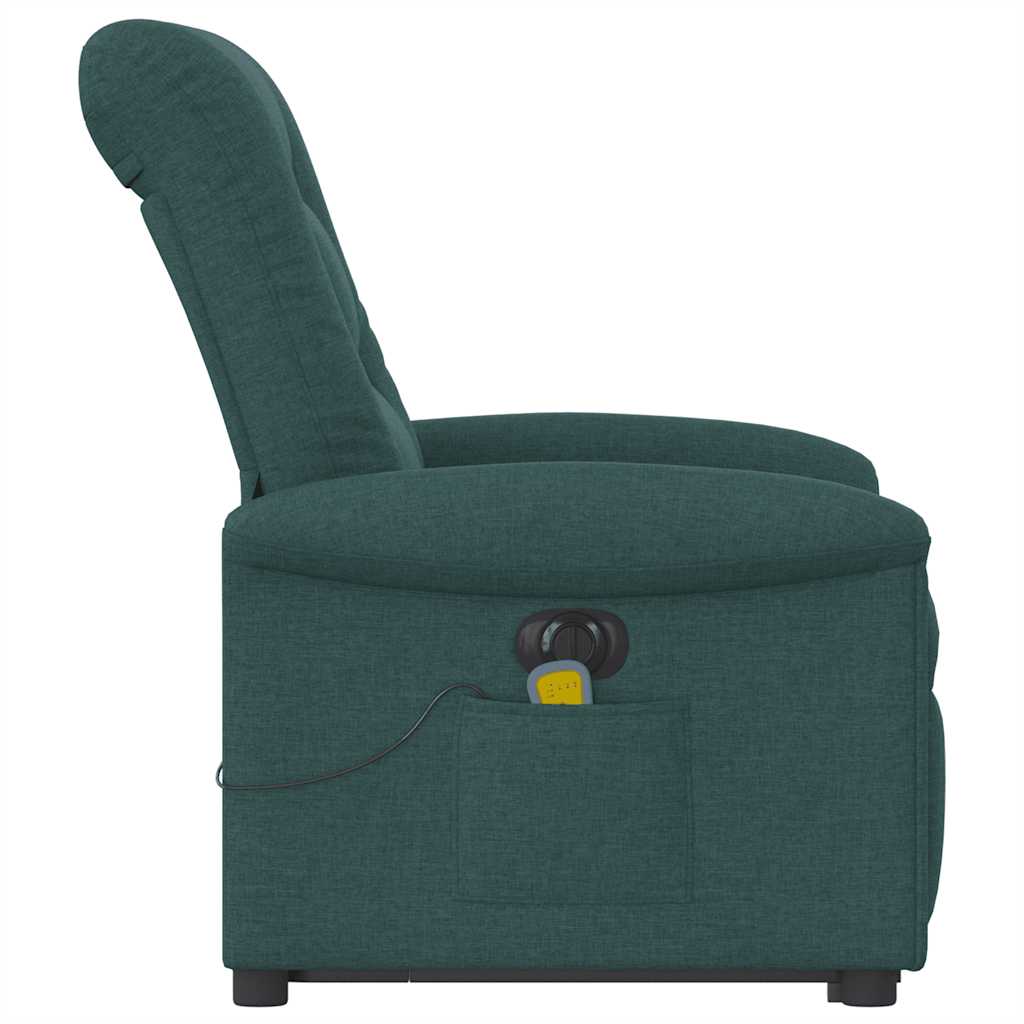 vidaXL Fotoliu electric masaj rabatabil / ridicare verde închis textil