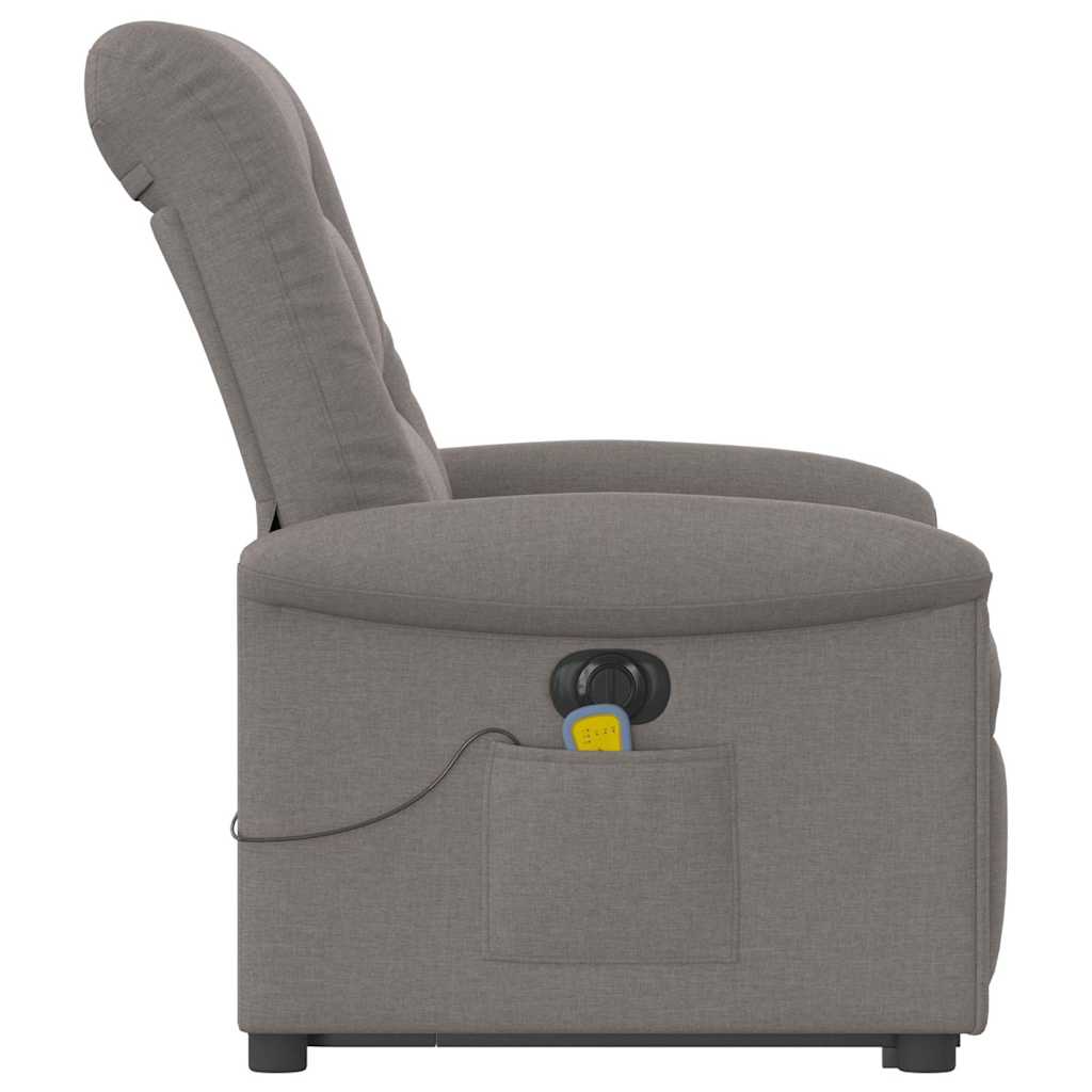 vidaXL Fotoliu electric masaj rabatabil cu ridicare, gri taupe, textil