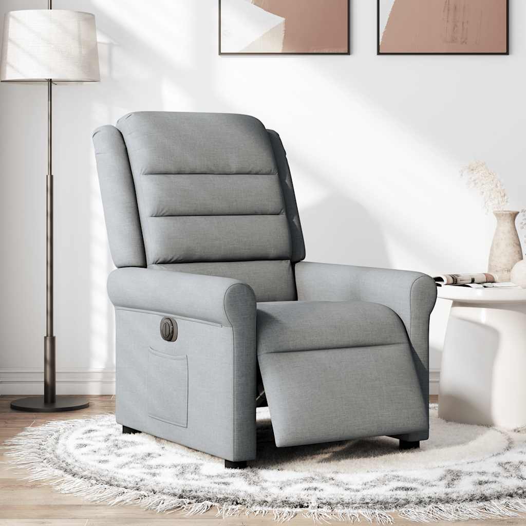 vidaXL Fotoliu rabatabil electric, gri deschis, textil