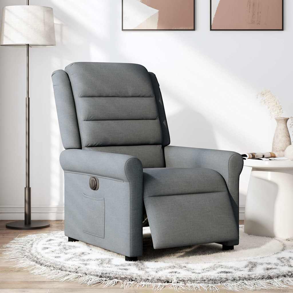 vidaXL Fotoliu rabatabil electric, gri închis, material textil
