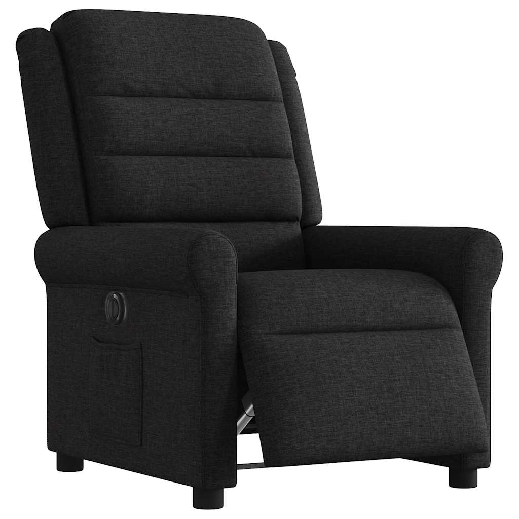 vidaXL Fotoliu rabatabil electric, negru, material textil
