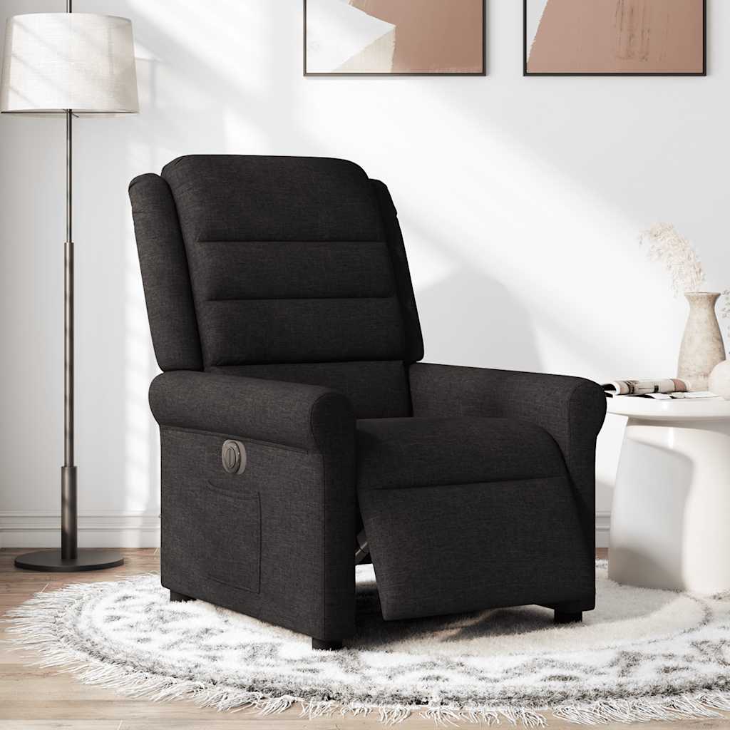 vidaXL Fotoliu rabatabil electric, negru, material textil