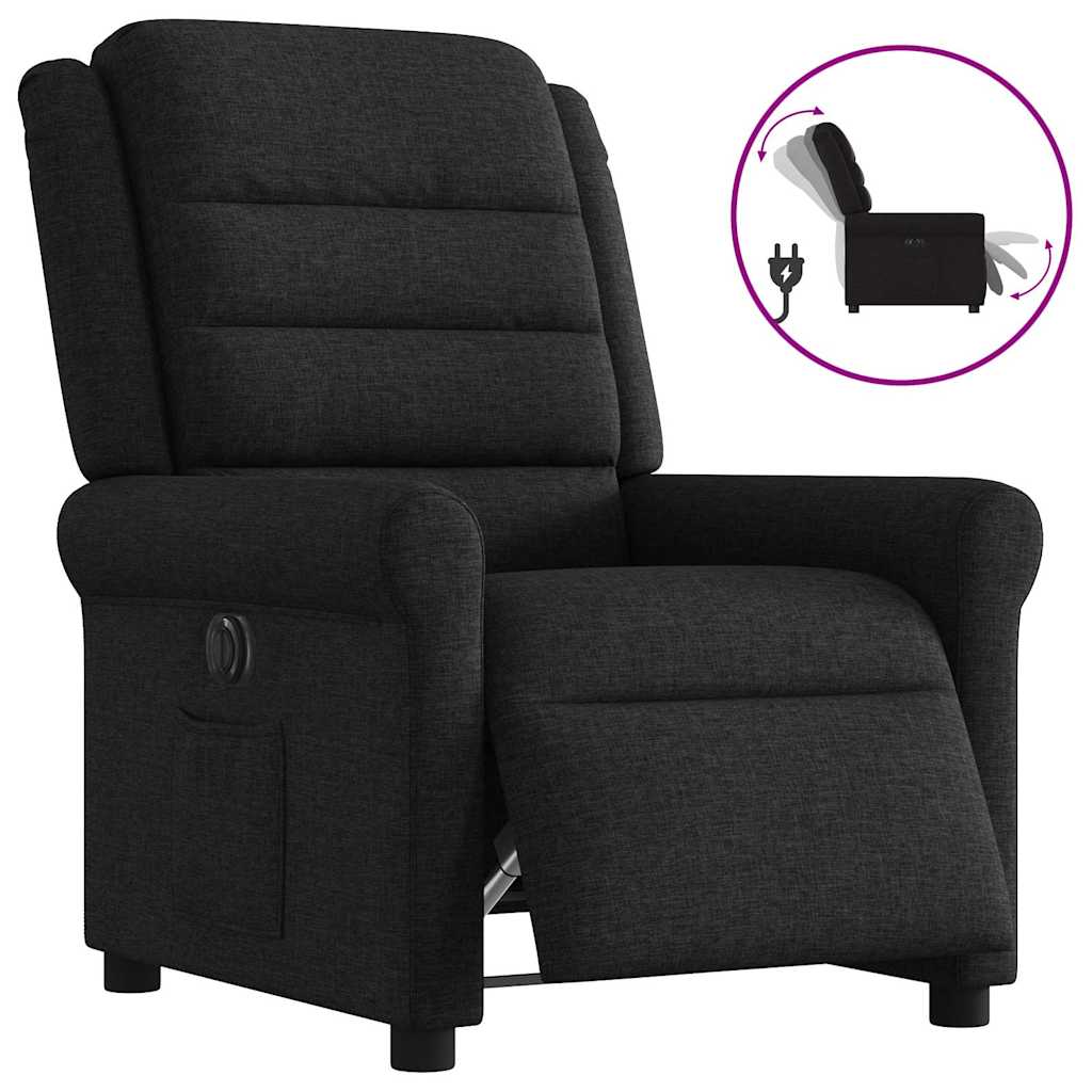 vidaXL Fotoliu rabatabil electric, negru, material textil